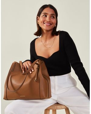 Accessorize Pu Bucket Shoulder Bag - Brown