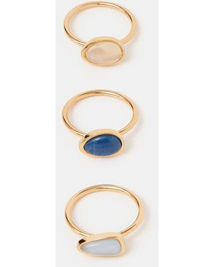 Accessorize 3-Pack Mother Of Pearl Stone Rings Set - White