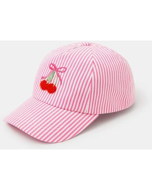 Accessorize Cherry Stripe Cap - Pink