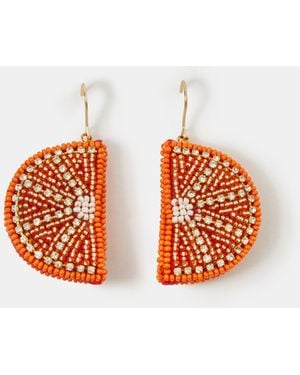 Accessorize Beaded Slice Drop Earrings - Orange