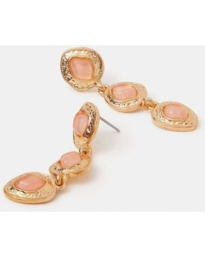 Accessorize Molten Stone Drop Earrings - White