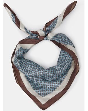 Accessorize Link Print Square Satin Scarf - Blue