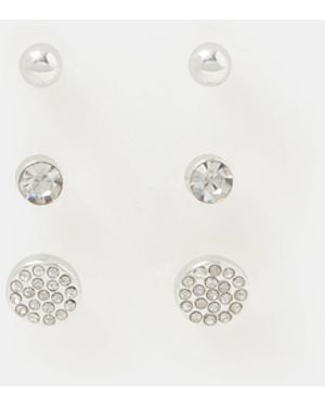 Accessorize 3-Pack Pavé Stud Earrings - White