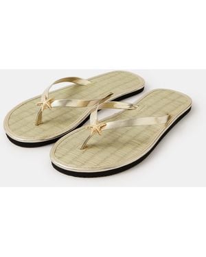 Accessorize Starfish Metallic Seagrass Flip Flops - Natural