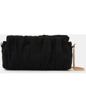 Accessorize Ruched Faux Suede Clutch Bag - Blue