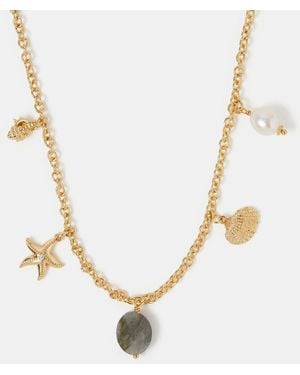 Accessorize 14Ct-Plated Ocean Charm Necklace - Black