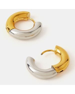 Accessorize Stainless Steel Two Tone Hoop Earrings - Metallic