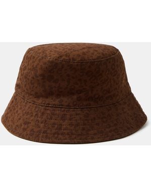 Accessorize Leopard Print Bucket Hat - Brown
