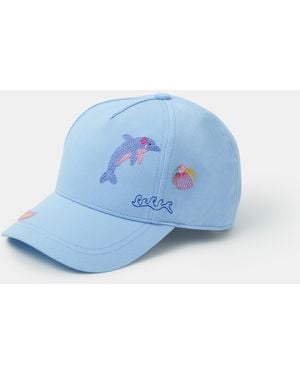 Accessorize Sea Life Embroidered Cap, Size: 3-6 Years - Blue