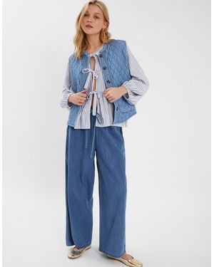 Accessorize Chambray Quilted Waistcoat - Blue