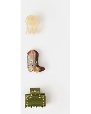Accessorize 3-Pack Mix Cowboy Stud Claw Clips - White