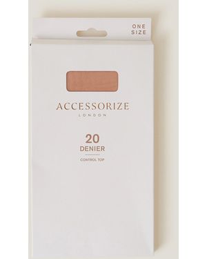 Accessorize 20 Denier Control Top Tights - White