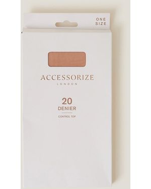 Accessorize 20 Denier Control Top Tights - White