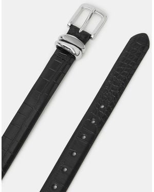 Accessorize Faux Croc Skin Belt - Black