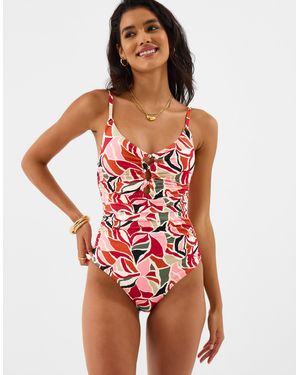 Accessorize Abstract Cut Out Swimsuit - Red