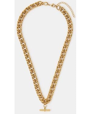 Accessorize Stainless Steel Chunky T-Bar Necklace - White