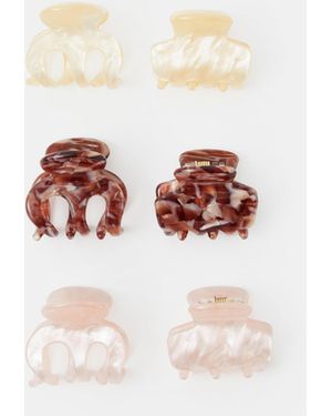 Accessorize 6-Pack Mini Marbled Claw Clips - White