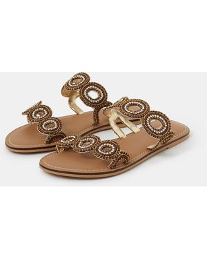 Accessorize Beaded Circle Strap Sandals - Brown