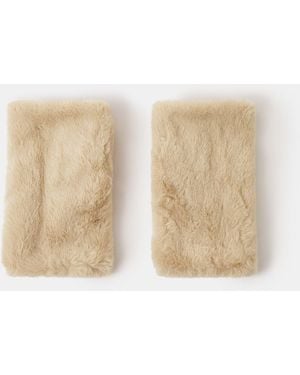 Accessorize Faux Fur Wrist Warmers - Natural