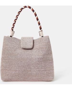 Accessorize Braid Strap Woven Shoulder Bag - Grey