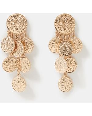 Accessorize Statement Coin Drop Earrings - Natural