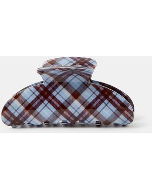 Accessorize Check Print Claw Clip - Blue