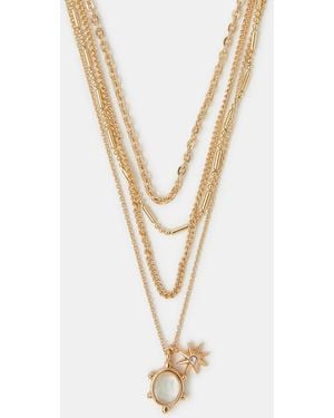 Accessorize Layered Star Pendant Necklace - Metallic