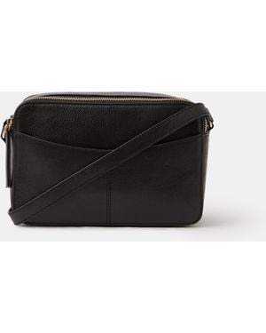 Accessorize Double Zip Leather Camera Bag - Grey