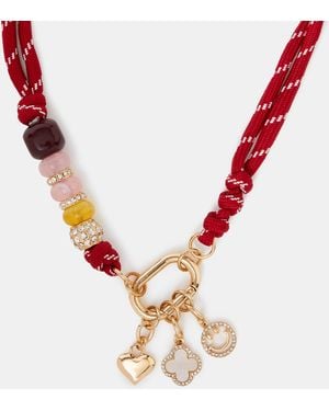 Accessorize X Good Manners Carabiner Charm Cord Necklace - Metallic