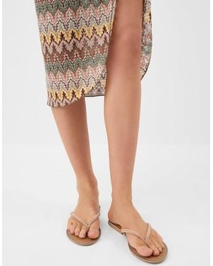 Accessorize Diamanté Leather Flip Flops - White