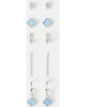 Accessorize 5-Pack Clover Stud & Hoop Earrings - White
