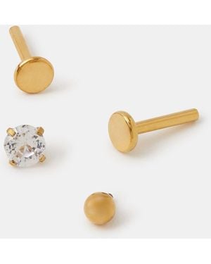 Accessorize 2-Pack 14Ct-Plated Surgical Steel Diamanté Flatback Earrings - White