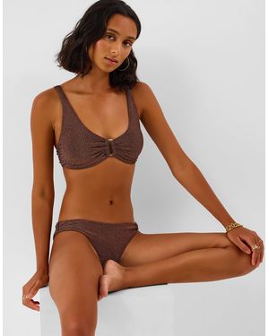 Accessorize Shimmer Bikini Top - Brown