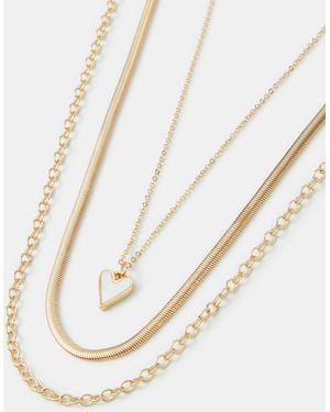 Accessorize 3-Pack Heart Pendant Chain Necklaces - Natural