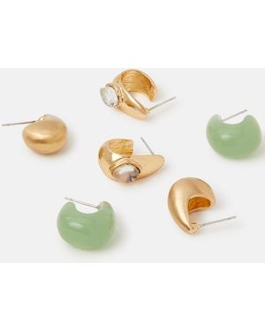 Accessorize 3-Pack Chunky Teardrop Earrings - Metallic