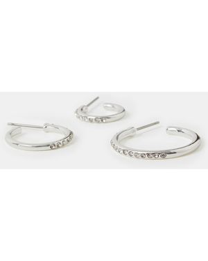 Accessorize 3-Pack Diamanté Hoop Earrings - Natural