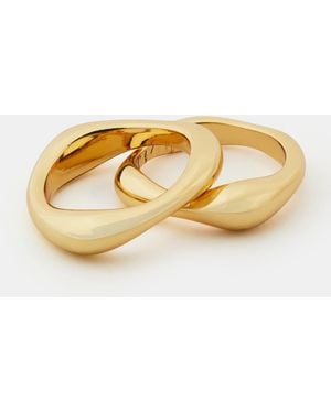 Accessorize 2-Pack 14Ct-Plated Molten Rings - Metallic