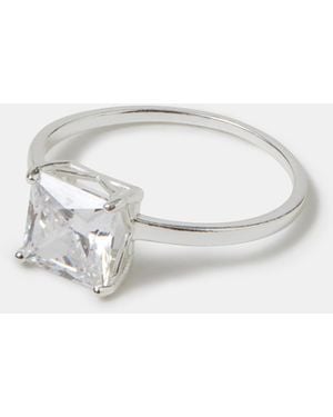 Accessorize Sterling Princess Cut Engagement Ring - White