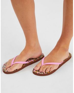 Accessorize Tile Print Flip Flops - Natural