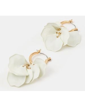 Accessorize Flower Drop Hoop Earrings - White