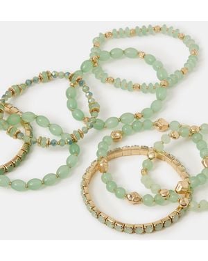 Accessorize 11-Pack Bead Stretch Bracelets - Green