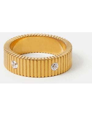 Accessorize Stainless Steel Stone Band Ring - Natural