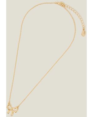 Accessorize Bow Pendant Necklace - Natural