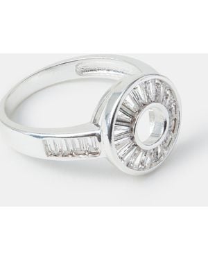 Accessorize Sterling-Plated Sparkle Circle Ring - Grey