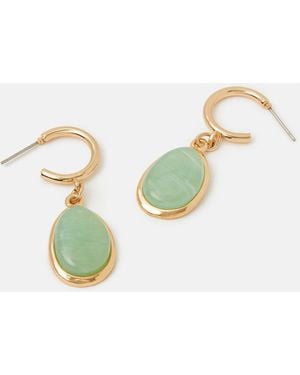 Accessorize Resin Stone Drop Hoop Earrings - Blue