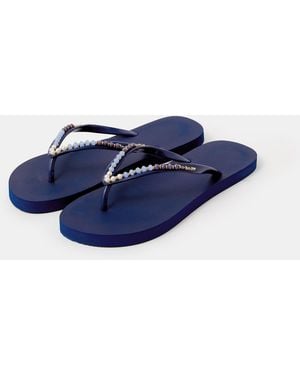 Accessorize Beaded Flip Flops - Blue