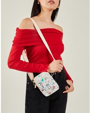 Accessorize London Print Phone Bag - Red