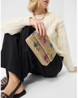 Accessorize Floral Bead Embellished Clutch Bag - Black