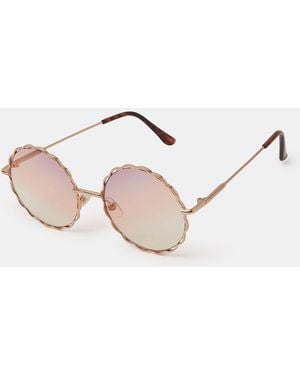 Accessorize Round Flower Sunglasses - White