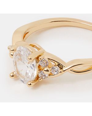 Accessorize Cubic Zirconia Twist Engagement Ring - Natural